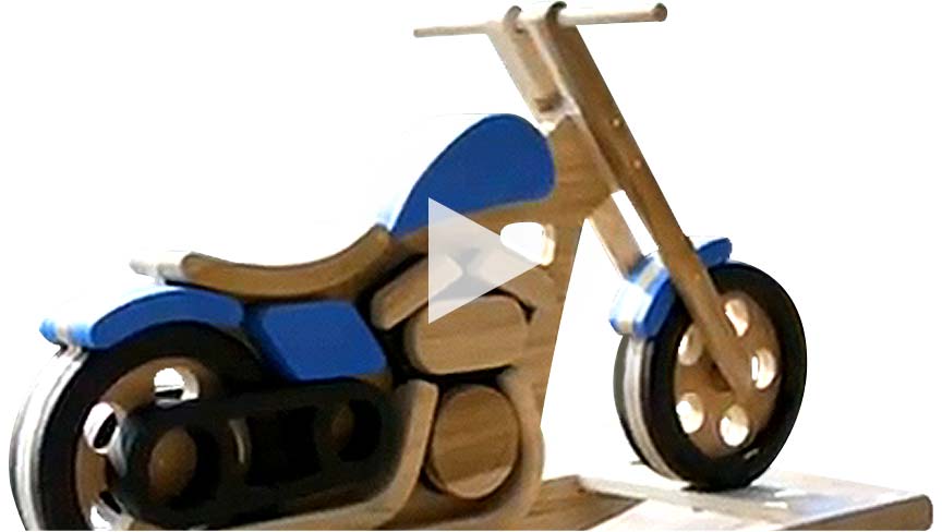 Spiral CNC Bits Create Rocking Horse Motorcycle